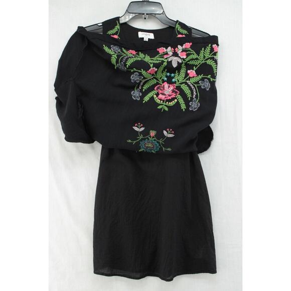 Umgee Dress Women's Small Black Boho Floral Embroidered Lined Sleeveless USA - Picture 5 of 9